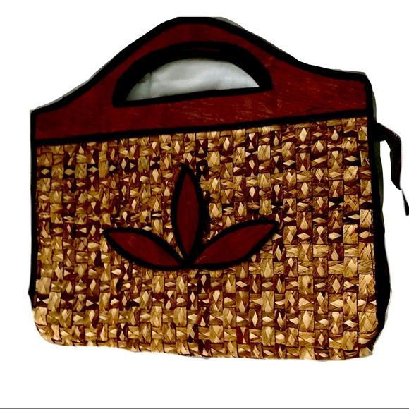Vintage Woven Wooden Straw 1960’s Clutch Handbag - Picture 2 of 4